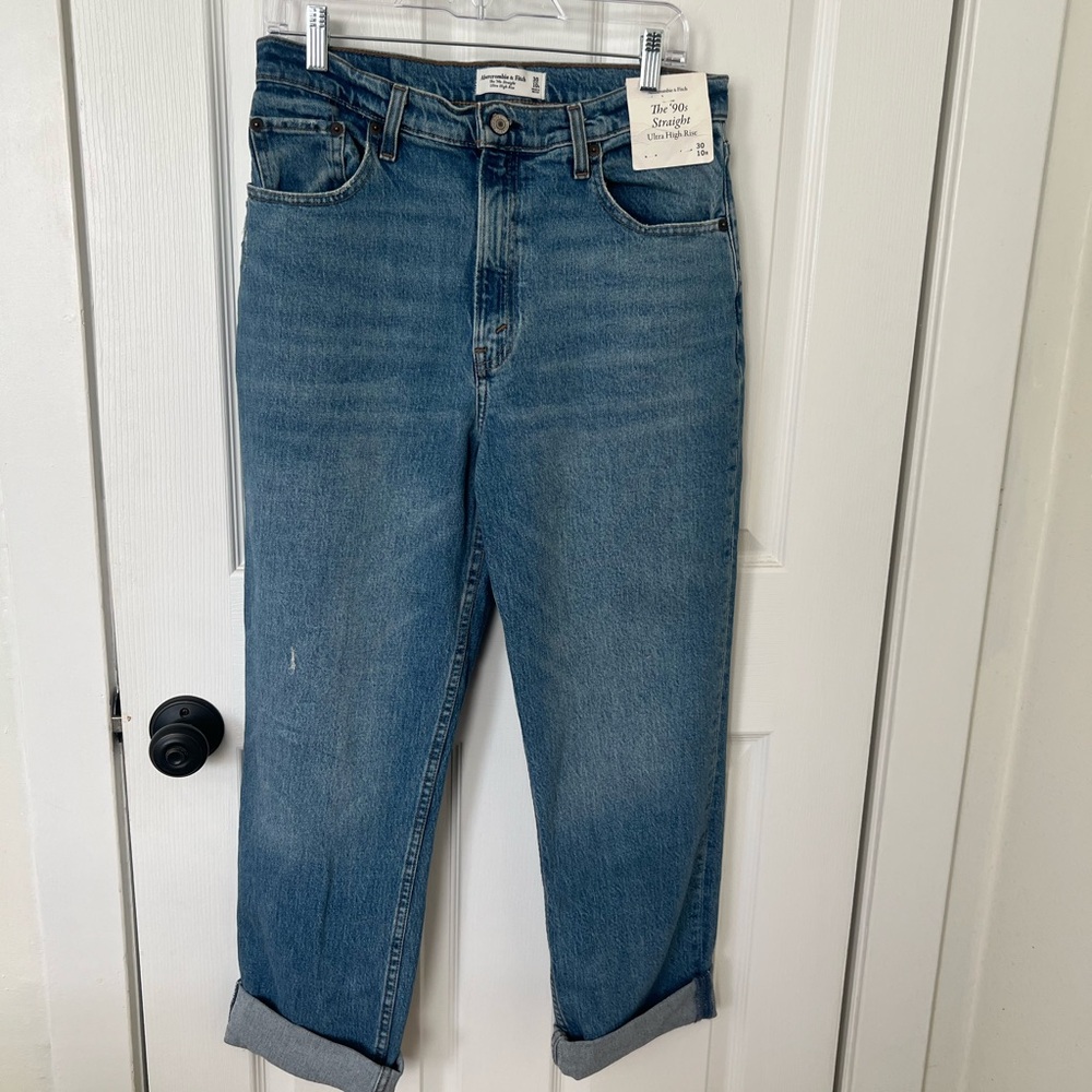 Abercrombie & Fitch Ultra High Rise Jeans The 90’s Straight Size 10 - Picture 5 of 6
